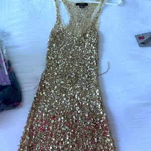 Arden B gold sequin slip dress